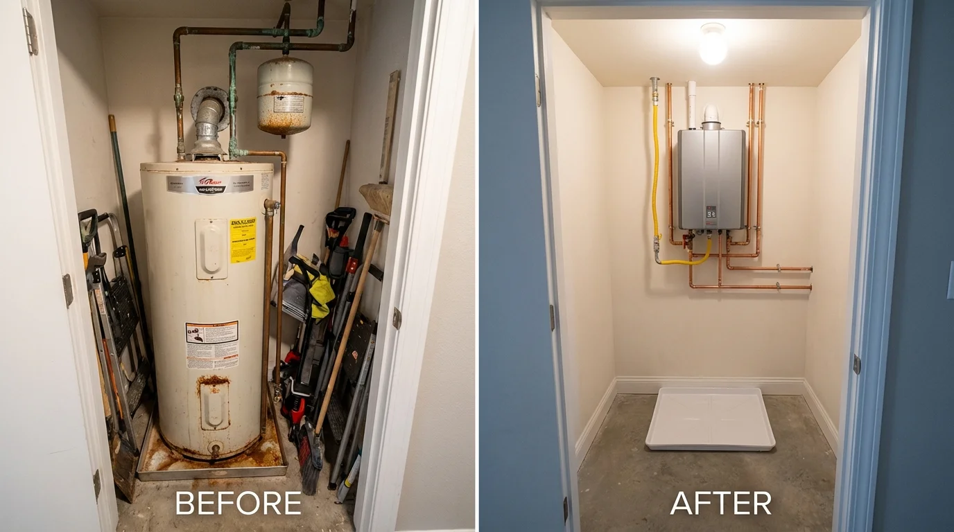 Tank water heater versus wall-mounted tankless unit comparison for Montague, CA homeowners