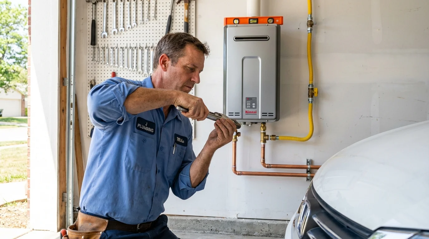 Tankless water heater installation by a Johns Plumbing LLC plumber in Montague